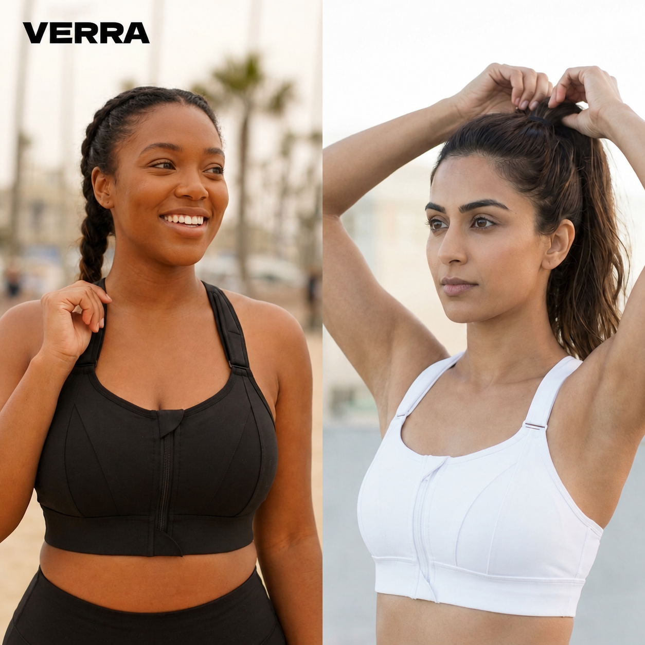 VERRA active bras in black and white